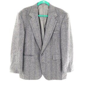 Haggar Wool Tweed‎ Blazer Mens M Gray Academia Teacher Literary Preppy Professor